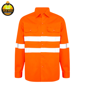 Camisas de Trabajo de Alta Visibilidad con Tiras Reflectantes, Bolsillo, Manga Larga, Secado Rápido, para Construcción - Product Image 1