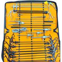 Kit de 28 instruments laparoscopiques manuels en acier pour chirurgie abdominale – Pinces, grappes, trocaires, porte-aiguilles – Réutilisable, certifié CE