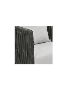 Modern Rattan Outdoor Armchair With Light <b>Gray</b> Upholstered Cushions Contemporary Design Style - Product Image 5