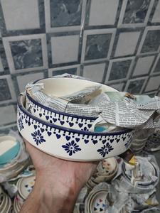 Ensemble de bols en céramique bleu et blanc, motif oriental classique, glaçure réactive naturelle, peint à la main, design de luxe en pierre, forme irrégulière - Product Image 6