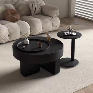Modern Minimalist Black Round Coffee <b>Table</b> withStorage Compartment and <b>Swivel</b> Extension for Living Room Hotel Apartment - Product Image 4