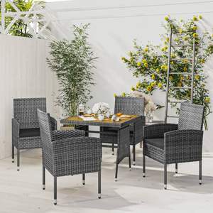 Conjunto de Comedor para Exteriores de Durabilidad Media en Ratán PE Gris, Muebles de Patio - Product Image 1