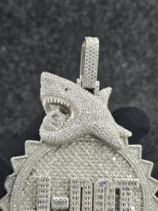 Pendentif Numérique de Luxe en Argent 925 et Moissanite, Plaqué Rhodium, Coupe Baguette, Breloque Thème, Bijou Unisexe, Cadeau - Product Image 5