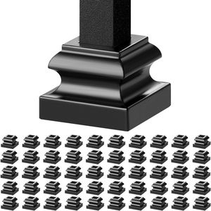 50pcs Satin Black <b>Aluminum</b> Alloy Baluster Shoes for Stair <b>Metal</b> Spindle Railing <b>Flat</b> 1/2 Inch Square Scroll Basket Twist Knuckle - Product Image 1