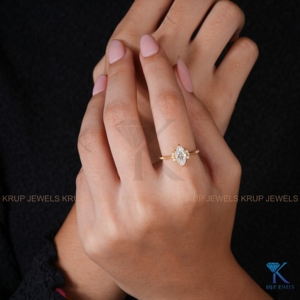 Vintage Marquise Lab Grown Diamond Cluster Engagement <b>Ring</b> 14K/18K Solid Yellow Gold Milgrain Band Fine Bridal Jewelry For Women - Product Image 4