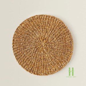 Top Selling Wholesale Custom Natural Seagrass <b>Table</b> <b>Mats</b> Braided <b>Round</b> Heat Insulated Placemats for Restaurant Hotel - Product Image 6