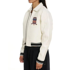 Premium Wholesale Avirex Women's Heavy Weight Casual Leather Knitted Bomber <b>Jackets</b> <b>Winter</b> Windproof Breathable Custom Designed - Product Image 3