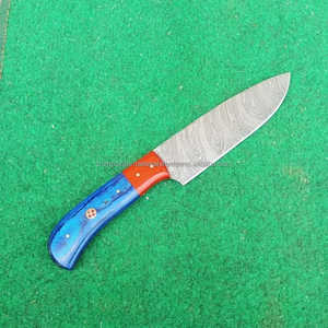Couteau de Chef professionnel Damas Pakka manche en bois couteaux de cuisine en acier japonais pleine soie avec couverture en cuir - Product Image 4