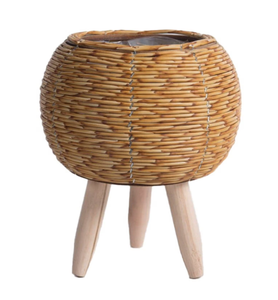 Fabricant vietnamien de pots de rangement au sol en rotin de style rétro avec poignées, tissés à la main, écologiques - Product Image 1