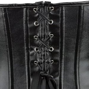 Women's Black PU Leather <b>Corset</b> Zipper Front Body Shaper Firm Control Bustier Top Shapewear Vest Adult Breathable Design - Product Image 6