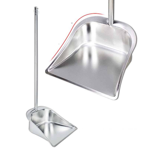 Heavy Duty Metal Dust <b>Pan</b> Broom Upright Stand up Dustpan Long <b>Handle</b> Broom and Dustpan Set Stainless Steel Dust <b>Pan</b> - Product Image 2