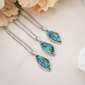 Pendentif en turquoise cuivrée, argent sterling 925, plaqué or 14 carats, pierre précieuse naturelle, bijou pour femme, cadeau - Product Image 3