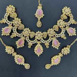 Joyería india hecha a medida para mujer, collar moderno con pendientes Jhumki, chapado en oro antiguo para bodas, fiestas y regalos. - Product Image 2