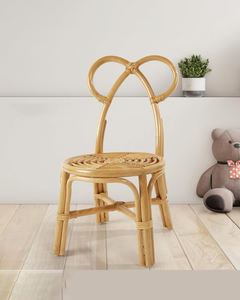 Chaise en rotin pour enfants faite à la main, forme d'ours, en osier naturel, meubles pour enfants faits à la main, respectueux de l'environnement, chaise pour chambre d'enfant - Product Image 1