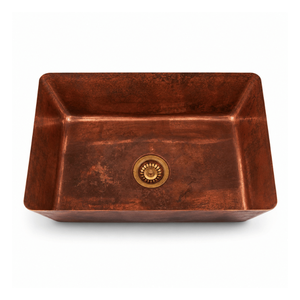 Lavabo rectangulaire en cuivre artisanal, lavabo de salle de bain rustique à poser sur comptoir, lavabo en cuivre de luxe pour la maison et l'hôtel - Product Image 1