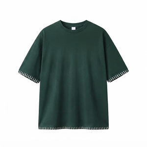 Camiseta de punto lisa de manga corta para hombre, estilo boxy, 240g, con ribete cosido a mano, Sorona, estilo urbano, personalizada y nueva. - Product Image 5