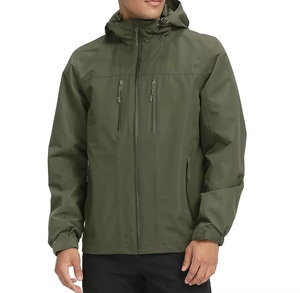 Blouson bomber coupe-vent à capuche pour homme, couleur unie, fermeture éclair, vêtement décontracté pour l'extérieur, automne, coupe régulière, extérieur en polyester - Product Image 1