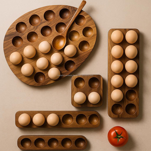 Porta Huevos de Madera Ecológico Hecho a Mano, Organizador de Cocina Estilo Rústico, Apto para Lavavajillas, para Huevos Frescos - Product Image 2