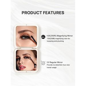 Gold 30.5 Pocket Size <b>Square</b> Hand <b>Mirror</b> 1X/15X Magnification Folding Compact Makeup <b>Mirror</b> for Travel - Product Image 2