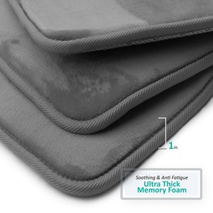 Modern 3-Piece Dark Gray Bath <b>Mats</b> <b>Set</b> Rectangle Non-Slip Rubber Backing Microfiber Thick Tufted for Home <b>Bathroom</b> Use - Product Image 6