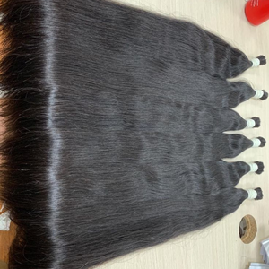 Cheveux humains vierges naturels non traités, trame plate, super double drawn, cuticules alignées, lisses ou ondulés, indiens, 100g - Product Image 3