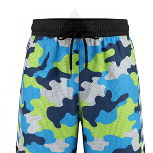 Men's Camouflage Print Quick Dry <b>Polyester</b> <b>Shorts</b> With Drawstring Waist And Side Stripes Casual Sport <b>Shorts</b> - Product Image 3