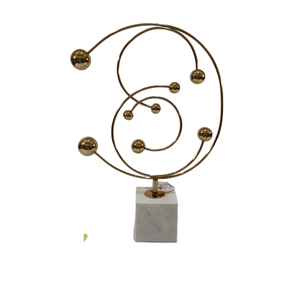 Escultura Decorativa de Metal de Diseño Moderno, Forma de Flor Redonda con Base de Mármol Dorado, Nuevo Adorno para Mesa - Product Image 4