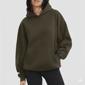 Women Street Fashion Oversized Hoodie Casual <b>Winter</b> <b>Top</b> Relaxed Fit Minimal Look Customizable Eco-Friendly Cotton Knitted Front - Product Image 1