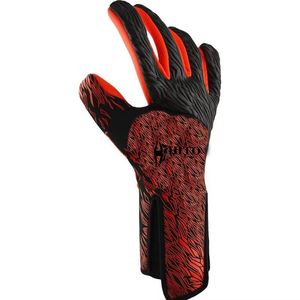 Gants de gardien de but de football en néoprène noir et orange, design personnalisé, avec latex allemand de 4 mm et silicone à coupe négative - Product Image 4