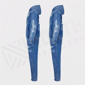 Custom Acid Wash Tracksuits Cotton Vintage <b>Hoodie</b> And Sweatpants Joggers Set For Men Premium Athletic <b>Workout</b> Gym Outfits - Product Image 3