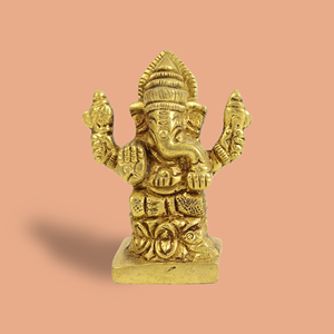 Handcrafted Brass Ganesha Idol Statue for Home Decor Puja Room Office <b>Desk</b> and Spiritual Gift - Product Image 1