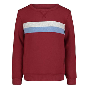 OEM Wholesale Gray Crew Neck <b>Sweatshirt</b> With Red And <b>White</b> Stripes Regular Fit Unisex Knitted Pullover Casual Autumn Wear - Product Image 5