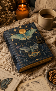 Carnet en cuir fait main, motif Luna Moth, livre de sorts vierge, papier à bords festonnés - Product Image 3