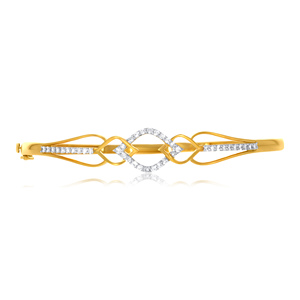 Elegant Gold Diamond Interlocking <b>Bangle</b> <b>Bracelet</b> - Product Image 1