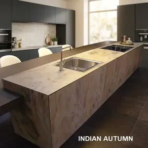 Panneaux muraux en pierre naturelle polie Indian Autumn, revêtements de comptoirs de cuisine modernes - Product Image 1