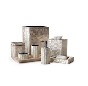 Juego de baño decorativo de mármol personalizable con dispensador de jabón, soporte para cepillos de dientes y jabonera para una decoración de baño elegante. - Product Image 1