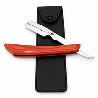 Rasoir de barbier avec manche en bois de Pakka rouge, lame en acier inoxydable, outil de rasage, logo personnalisé, service OEM