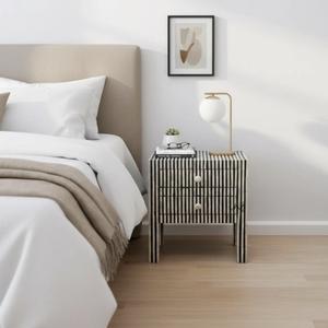 Mesa de Cajones con Incrustaciones de Hueso de ILAHI, Diseño Moderno con Detalles de Ágata, Almacenamiento de Tres Niveles, Mueble Portátil para el Hogar - Product Image 6