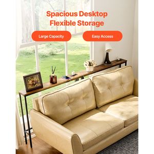 Set di 2 Tavoli Consolle Stretti in Pino a 1 Ripiano, Tavolo Lungo da Ingresso con Prese Elettriche, Tavolino Stretto da Divano con Struttura in Metallo - Product Image 5