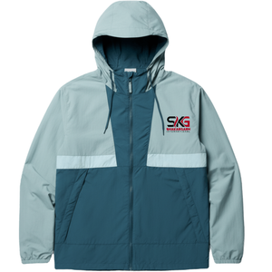 Color Block <b>Summer</b> Hooded Zip-Up Windbreaker <b>Jacket</b> for <b>Men</b> Lightweight Outdoor <b>Casual</b> Coat with Watermark and Front Logo - Product Image 1
