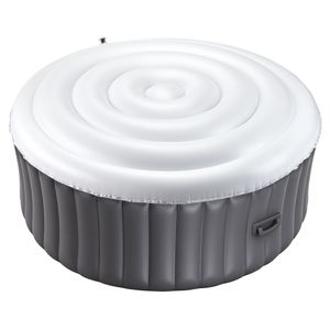 Couverture de spa gonflable isolée blanche de 5,4 pieds pour jacuzzi, résistante aux intempéries, imperméable, économie d'énergie, utilisation en extérieur, couvercle et réservoirs - Product Image 1