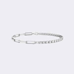 925 Sterling Silver Emerald Cut Lab Grown Diamond <b>Bracelet</b> Women Luxury 2.60CTW Certified EF Color VS VVS Purity Bangle Jewelry - Product Image 1