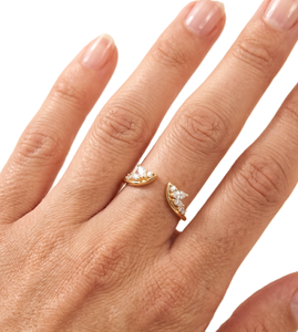 14K Solid Gold Marquise & Round Lab Grown Diamond MaiYi Vintage <b>Open</b> Adjustable <b>Ring</b> IGI Certified Engagement Bezel Setting <b>Ring</b> - Product Image 5