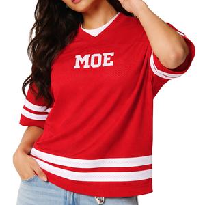 Camisetas de Fútbol Americano Personalizadas de Malla Transpirable para Mujer, Camisetas Deportivas de Corte Holgado, Manga Corta, OEM, Marca Privada, Venta al Por Mayor - Product Image 1