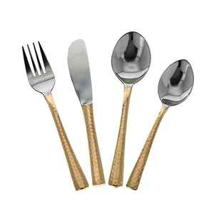 Ensemble de couverts élégants en métal rose doré, manche design argenté, en acier inoxydable, finition miroir, durable, pour mariage - Product Image 2