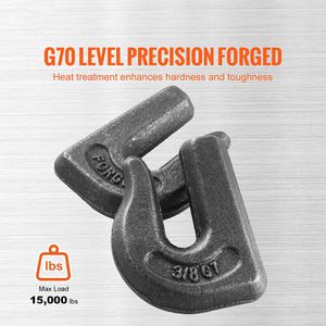 Gancio di traino per impieghi gravosi da 3/8 pollici in acciaio forgiato G70, confezione da 6, saldabile, per benna posteriore del trattore, compatibile con trattori - Product Image 2