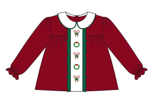 Vietnam Infants & Todlers Baby Girls' Blouse & Bloomer <b>Shorts</b> Set OEM Service Breathable Vintage red color Casual shirts - Product Image 6