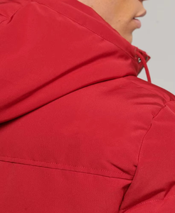 Men Red Hooded Puffer Jacket Winter Thick Quilted Windproof Casual Outdoor Warm <b>Bubble</b> <b>Coat</b> Regular Fit Zipper Outerwear - Product Image 5