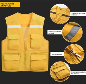 High Visibility Safety Vest Custom Your Logo Protective Workwear with Pockets With Reflective <b>Strips</b> Outdoor Work Vest - Product Image 5