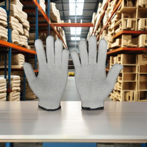 Gants de sécurité de travail blancs de haute qualité à usage général Flexible coton Polyester Durable toutes les tailles 12 paires poly-sac sans couture - Product Image 4